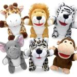 6Pcs Unisex Kids Hand Puppet Set Animal Plush Toy Monkey Tiger Elephant Lion With Working Mouth Made Of Eco-Friendly PP Cotton