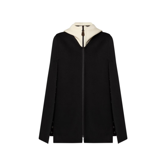 Ribbed Hood Double Face Cape