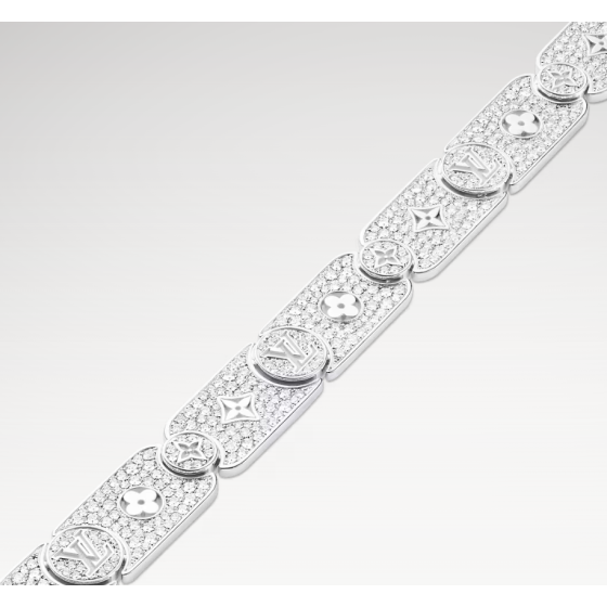 LES GASTONS VUITTON MASTERPIECE GOURMETTE 18K GOLD (WHITE) DIAMOND BRACELETTE