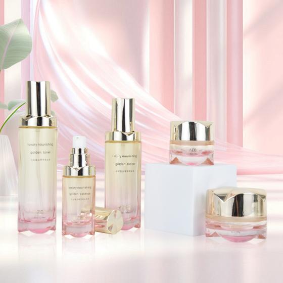Unique luxury custom 30g 50g 40ml 100ml 120ml cosmetic jar cream jar empty with plastic pump head skin care glass bottle and jar