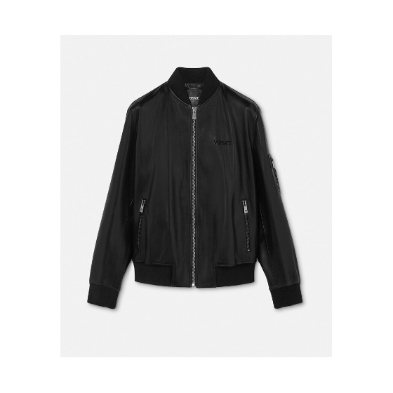 Leather bomber jacket