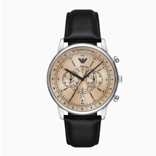 Men's large dial leather wristband trendy avant-garde quartz watch