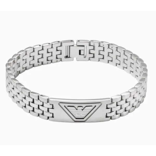 Men's Braided Brushed Steel Chain Plain Eagle Engraved Bracelet