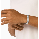 Men's Braided Brushed Steel Chain Plain Eagle Engraved Bracelet