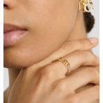 Gold-Finish Metal and White Crystals