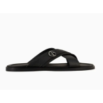 Men's Calf Leather Cross Strap Flat Colorblock Casual Sandals