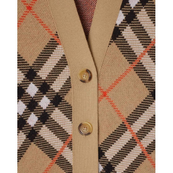 Check Wool Blend Cardigan