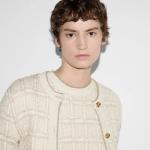 Wool Lurex Check Jacquard Cardigan