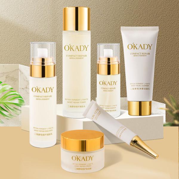 Wholesale custom label yeast moistening moisturizing whitening repair cosmetics 6 sets of skin care products