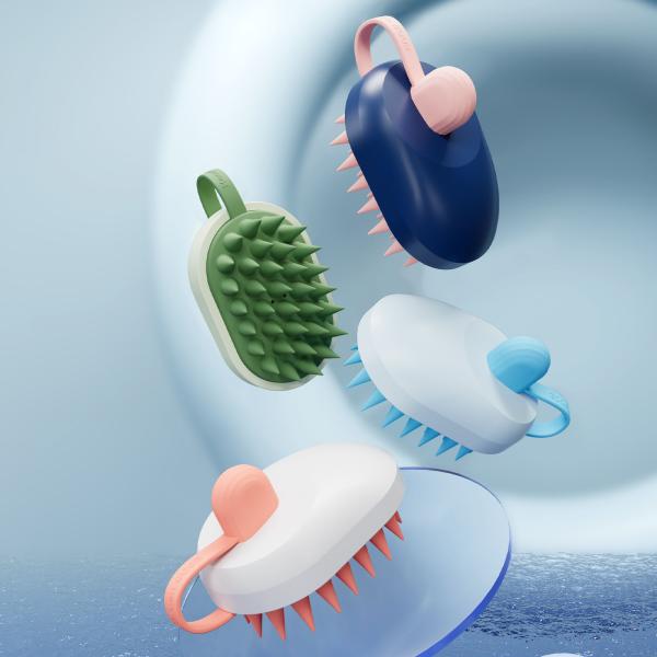 Custom Logo Hair Scalp Massage Hair Mouse Shampoo Brush Silicone Scalp Scrubber Brush Scalp Comb