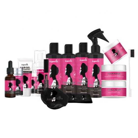 ARGANRRO private label sultfate free moisturize and smooth hair care products set for 4A 4B 4C 3C coily and kinky hair