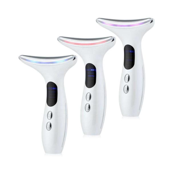 Home Use Face & Neck Lifting Massager Vibration Anti-Wrinkle Beauty Device With 3-Color LED For Skin Rejuvenation