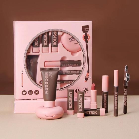 Gift Set 9 Piece Cosmetic Set Makeup Kit All In One Professional Set Lipstick Foundation Powder Mascara Makeup Kit For Girls