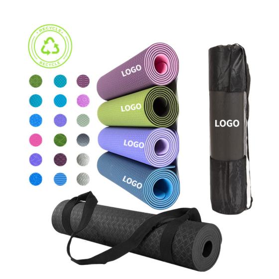 Factory Supply Manufactures Wholesale Cheap Durable Custom LOGO Printed Non Slip Gym Exercise Fitness Eco-friendly TPE Yoga Mat