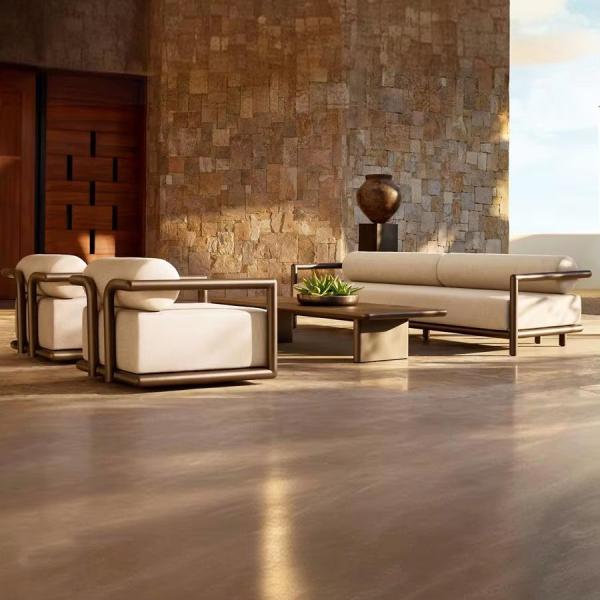 Luxury Nordic Style Garden Aluminum Sofa And Coffee Table Outdoor Villa Resort Beach Leisure Sofa Set