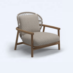 Outdoor Modern Teak Highback Armchair Luxury Hotel Solid Wood Sofa Terrace Rope Wooden Lounge Upholstered High Back Sofa