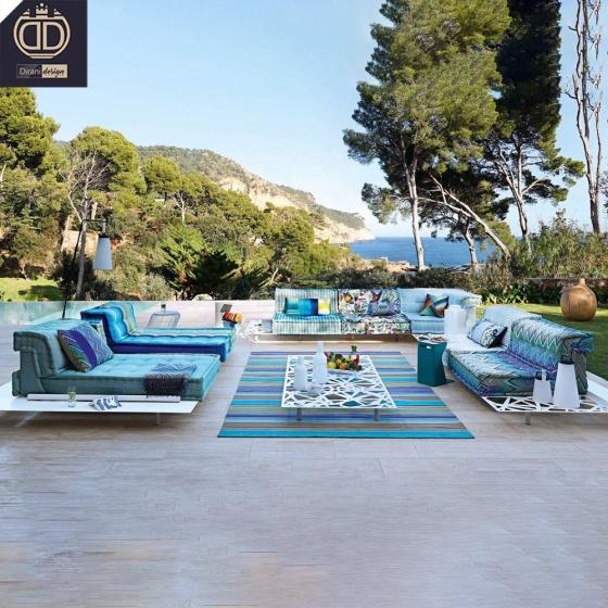 leisure comfortable garden metal base exterior outdoor mah jong sofa luxury sofa set patio modern luxury outdoor sofa
