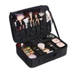 Large Professional Makeup Bag Travel Cosmetic Train Case Makeup Brush Organizer With Mirror 3 Layers Artist Make Up Bag