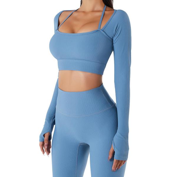 2pcs Hot Long Sleeve High Waist Legging Gym Sports Fitness Clothing Workout Active Wear Yoga Set Women